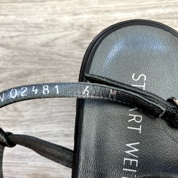 Stuart Weitzman Black Sandals with Chain straps Size 6 Block Heel - Picture 11 of 12